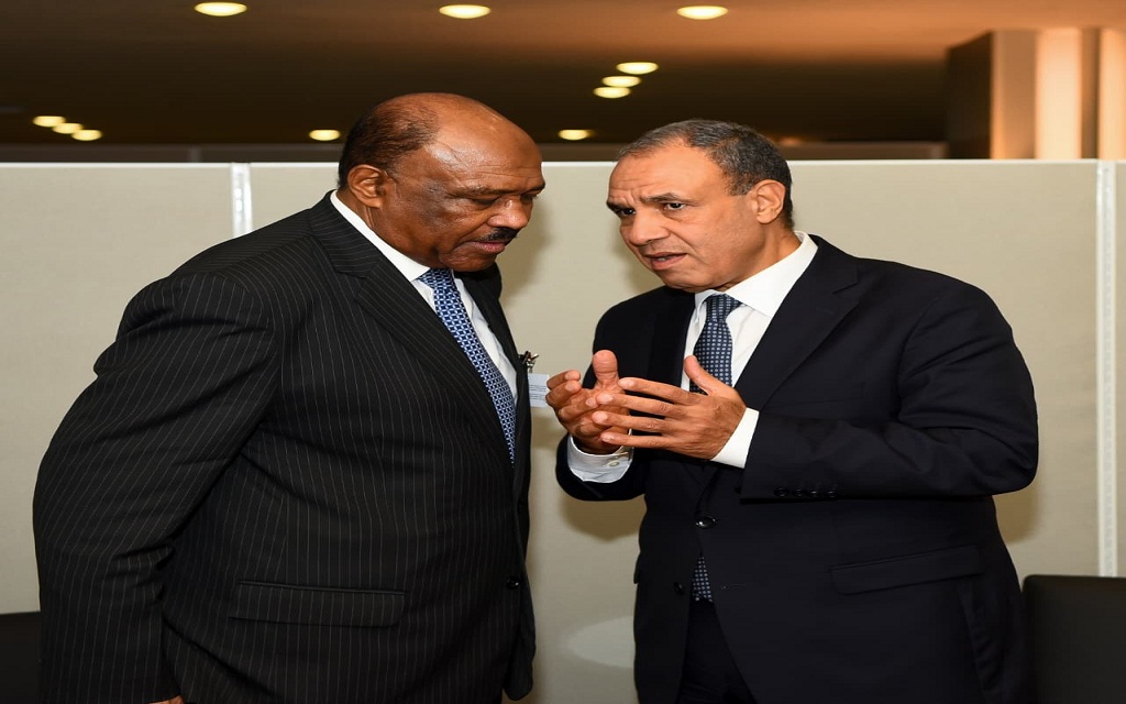 بدر عبد العاطي وزير الخارجية والهجرة وشئون المصريين بالخارج مع محي الدين سالم وزير خارجية السودان
